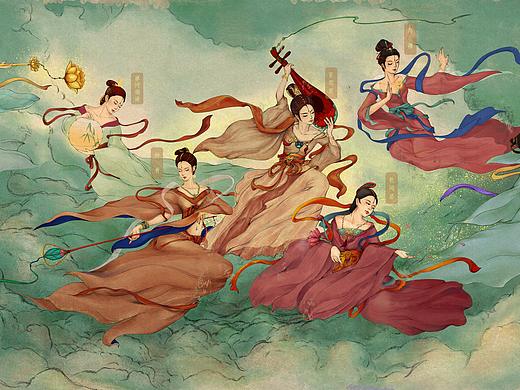 素手把芙蓉,虚步蹑太空。霓裳曳广带,飘浮升天行