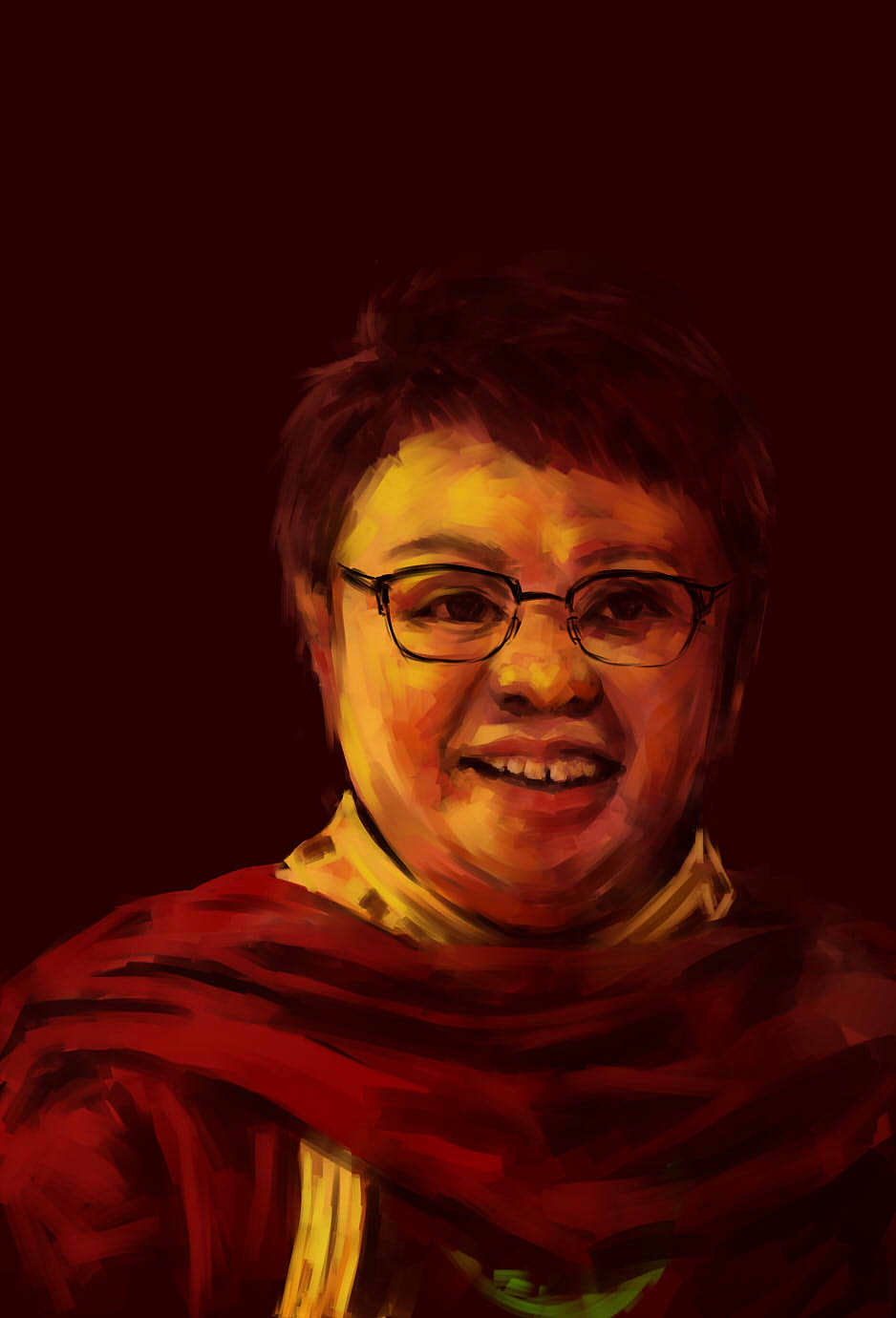 来自雪域的一抹红--手绘韩红肖像 罗业华