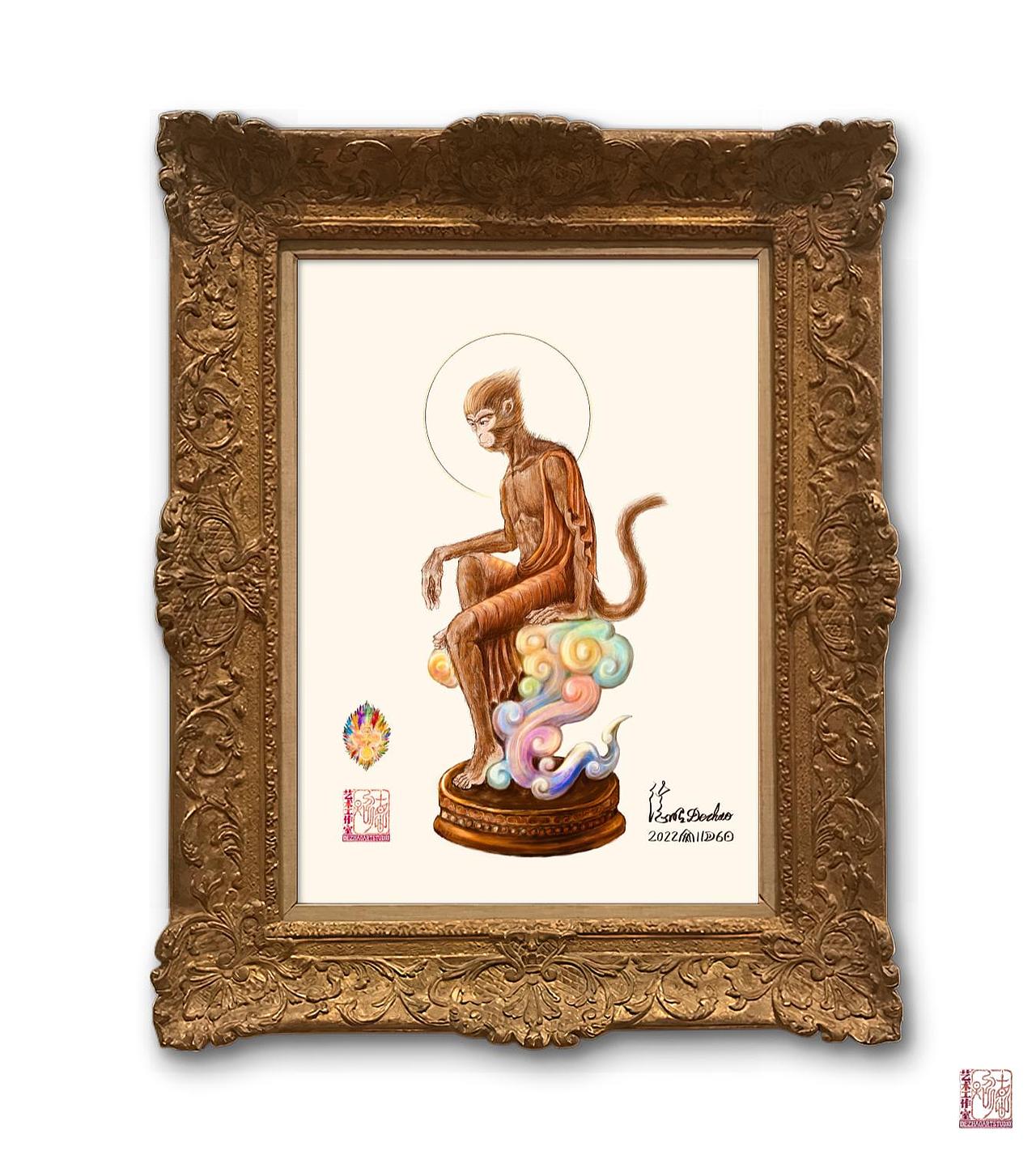 坐七彩祥云悟空