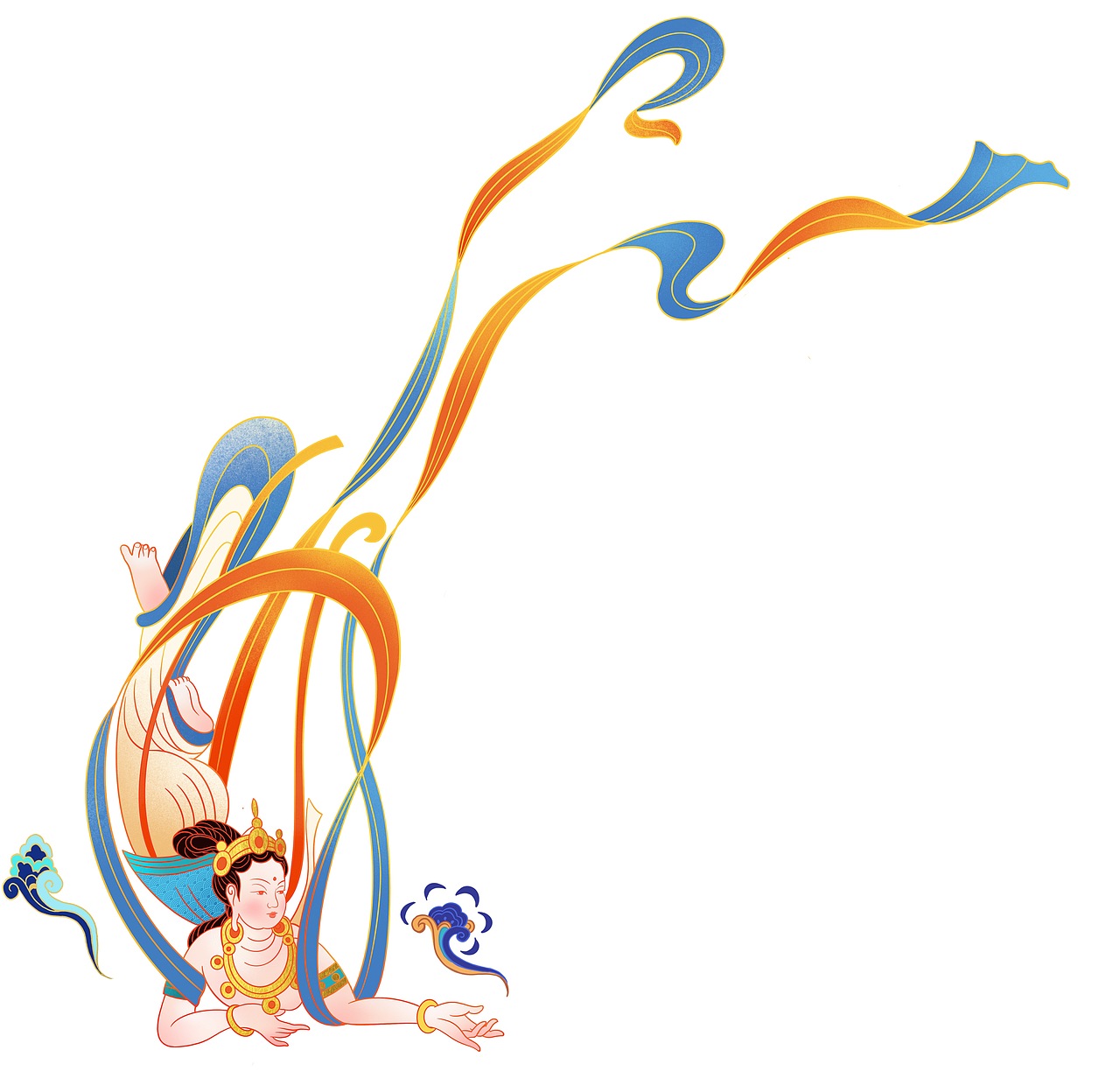 敦煌九色鹿飞天原创商业插画莫高窟