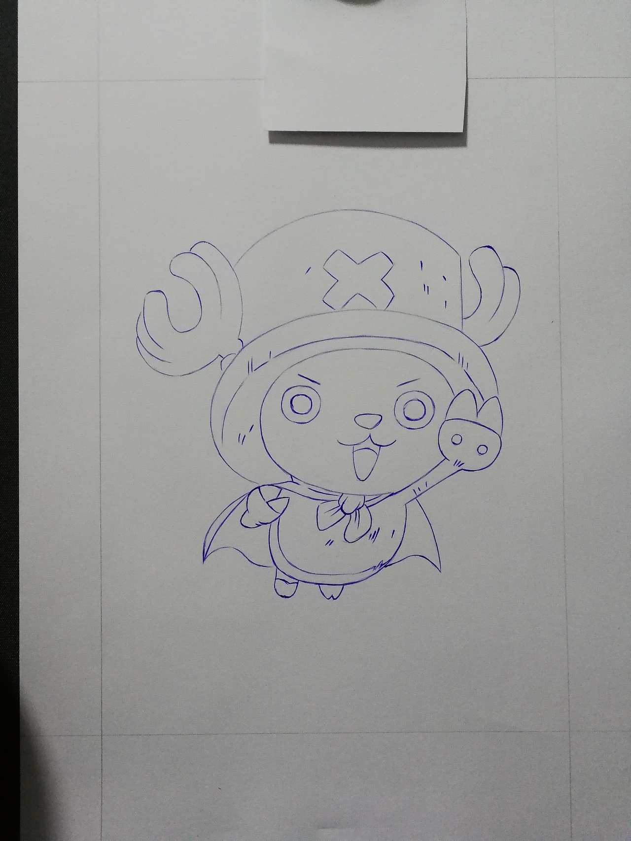 圆珠笔画乔巴带步骤