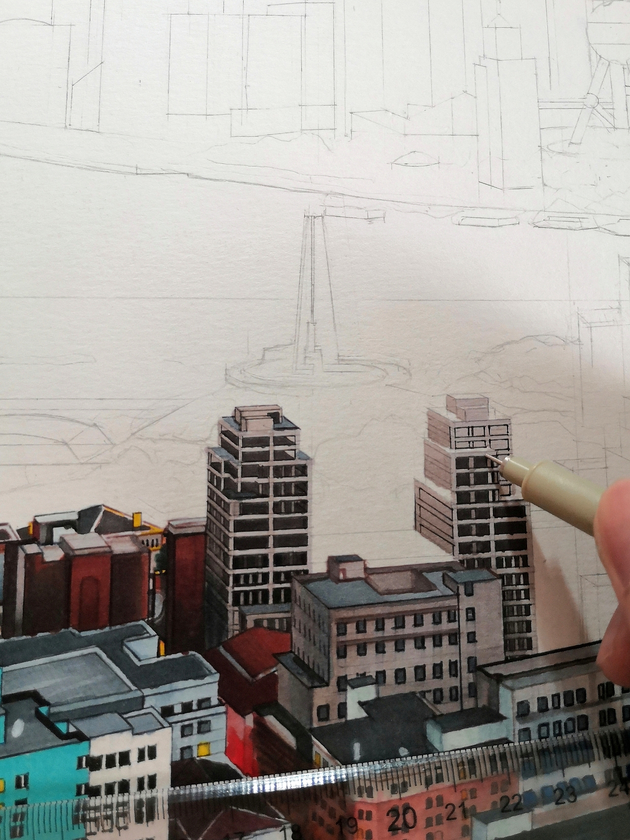 手绘马克笔《上海～陆家嘴》