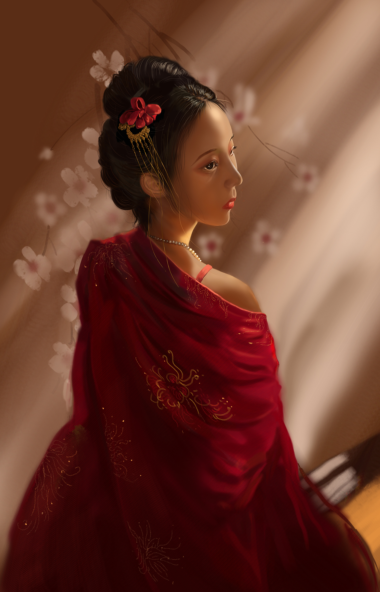 古风人物厚涂插画