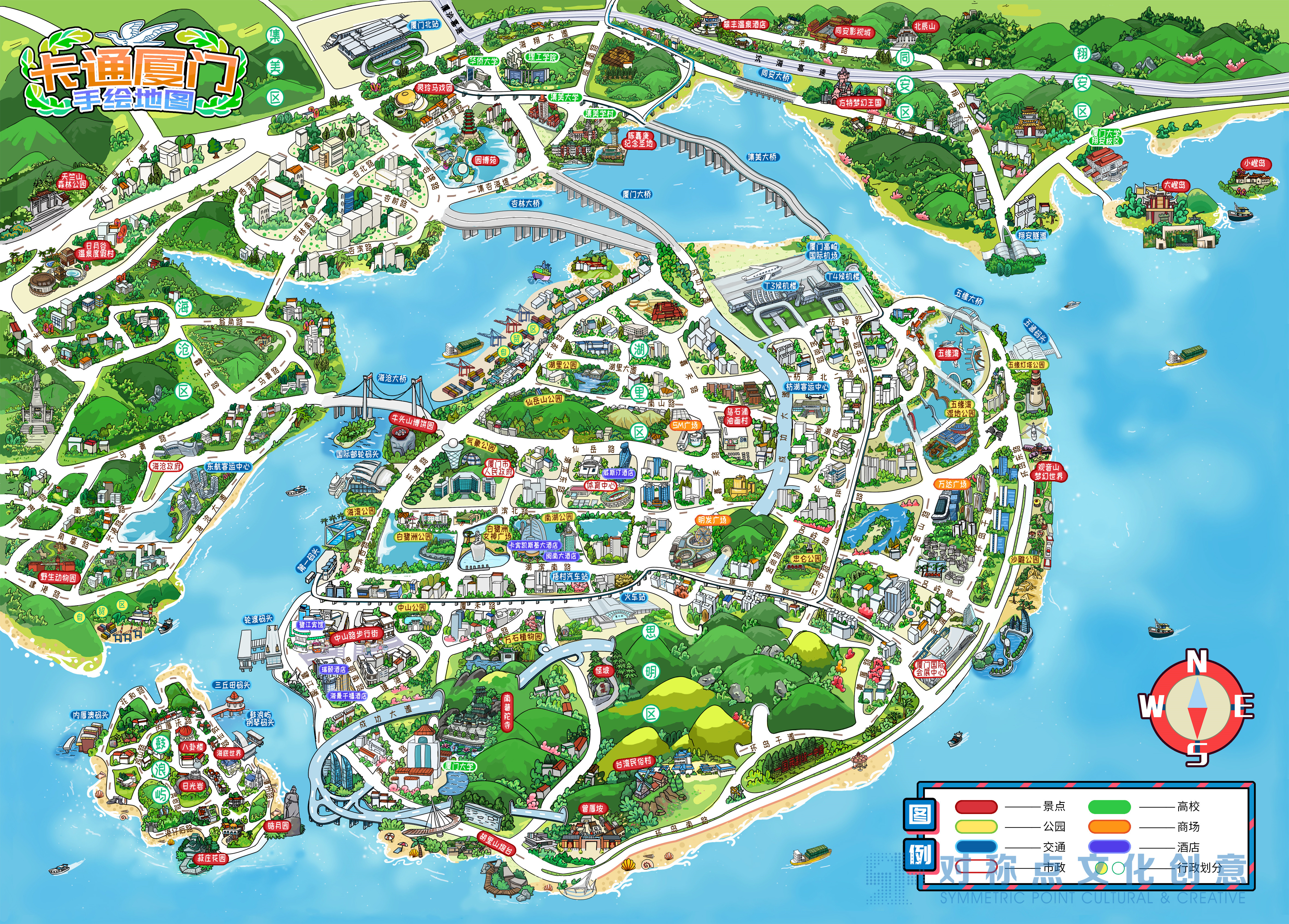 厦门旅游攻略手绘地图图片