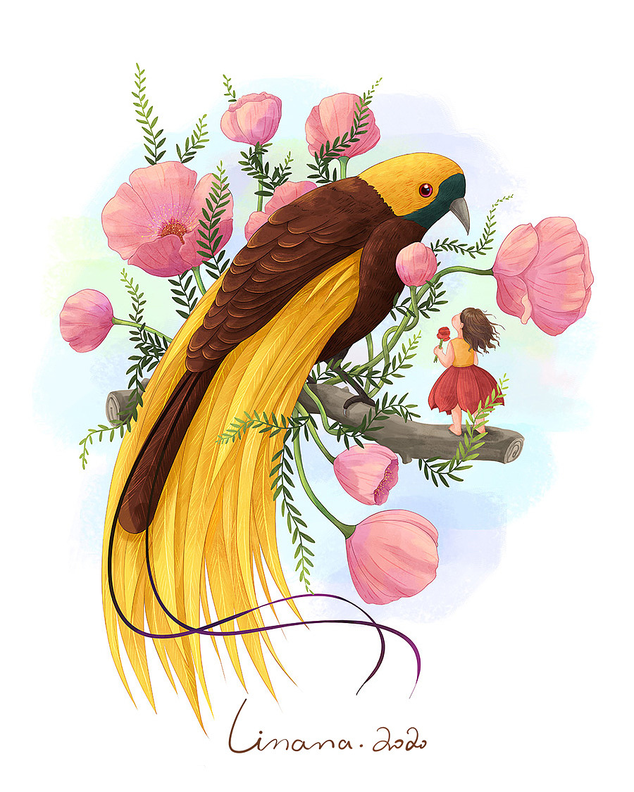 童年·与极乐鸟（图ZMjIxNTQzODYw） - 艺术插画 - 站酷设计师李那那原创素材 - 站酷ZCOOL