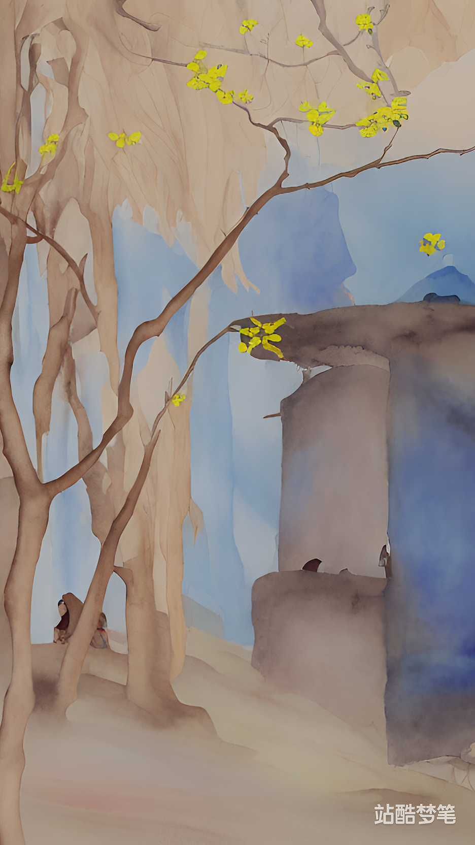 #站酷梦笔#动物在沙漠中迁徙，冰川融化，四季如春，开（图ZMzI5MDc3MDI4） - AI作品 - 站酷设计师suomar原创素材 - 站酷ZCOOL