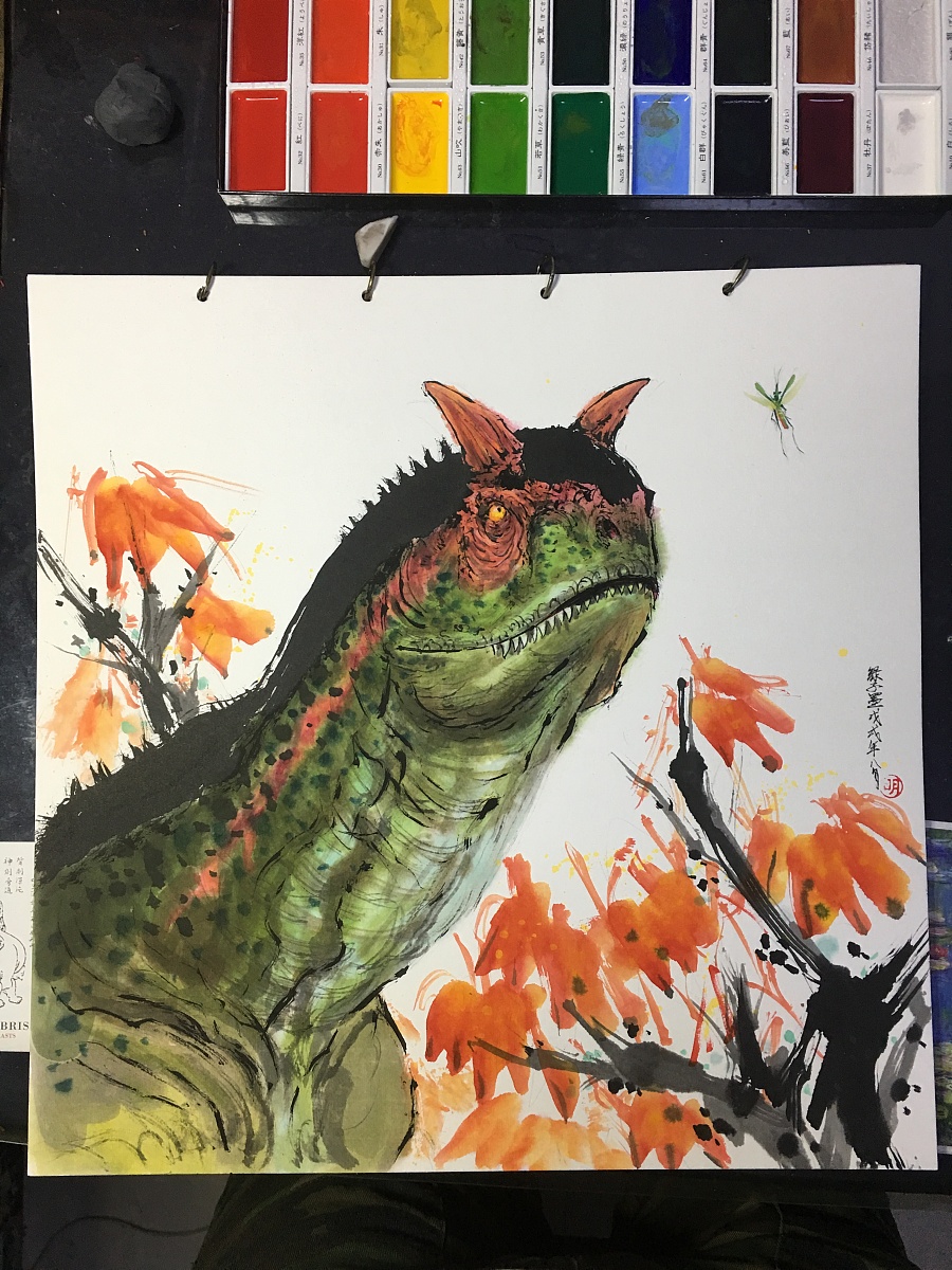 水墨恐龙系列一#侏罗纪世界|国画|纯艺术|绿茶1985 - 原创设计作品