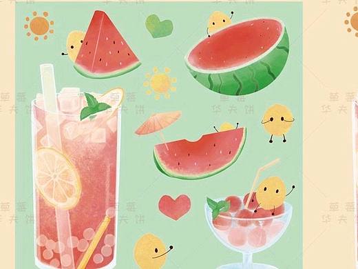 原創(chuàng)貼紙圖案/清涼一夏（個(gè)人主頁-ZNjU1MDMzMjg=） - 創(chuàng)作習(xí)作 - 站酷設(shè)計(jì)師海鹽奶蓋J原創(chuàng)素材 - 站酷ZCOOL