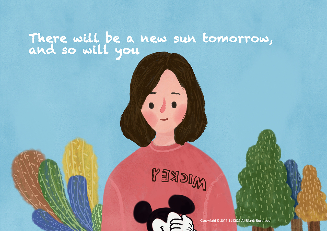 「LIKE29 插画」平凡女孩👧🏻（图ZMTYyNzA0NTg0） - 创作习作 - 站酷设计师月牙儿_CC原创素材 - 站酷ZCOOL