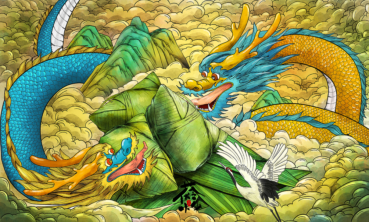 端午节国潮插画（图ZMjUyODQwNDEy） - 商业插画 - 站酷设计师茯苓首丘原创素材 - 站酷ZCOOL