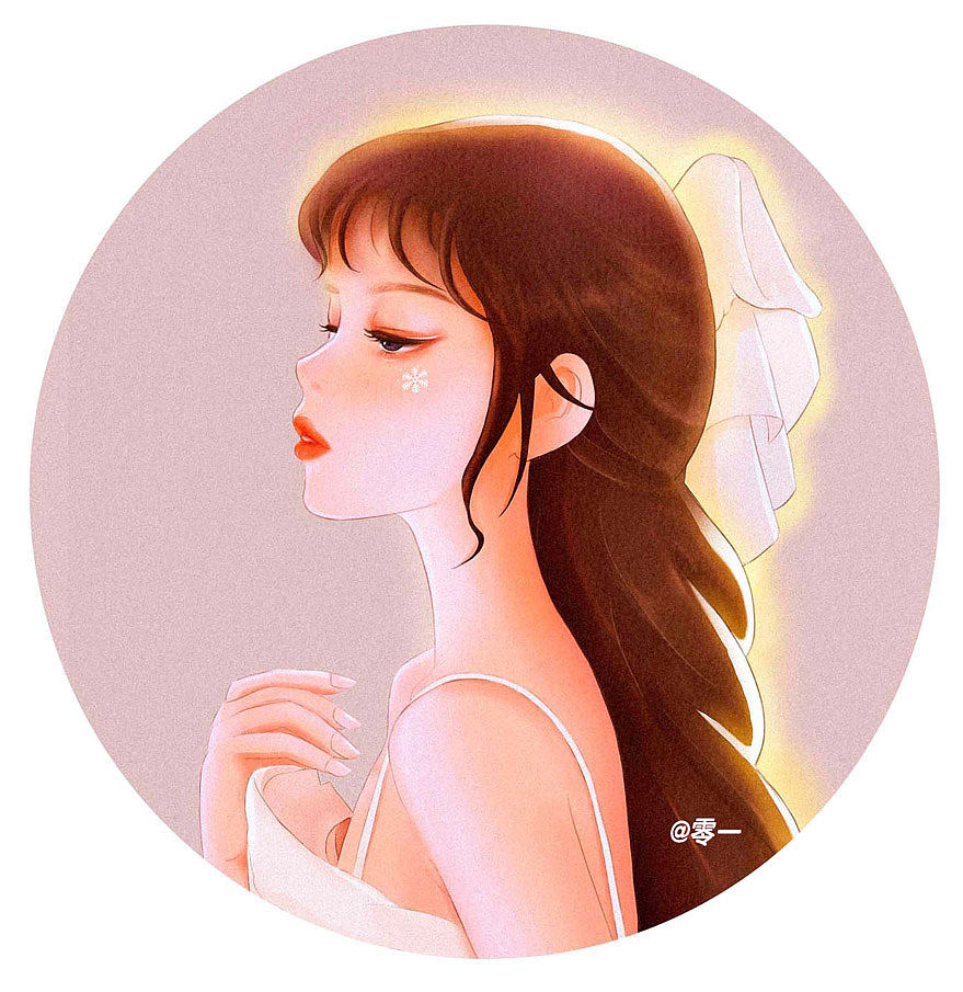 #少女与花#头像插画
