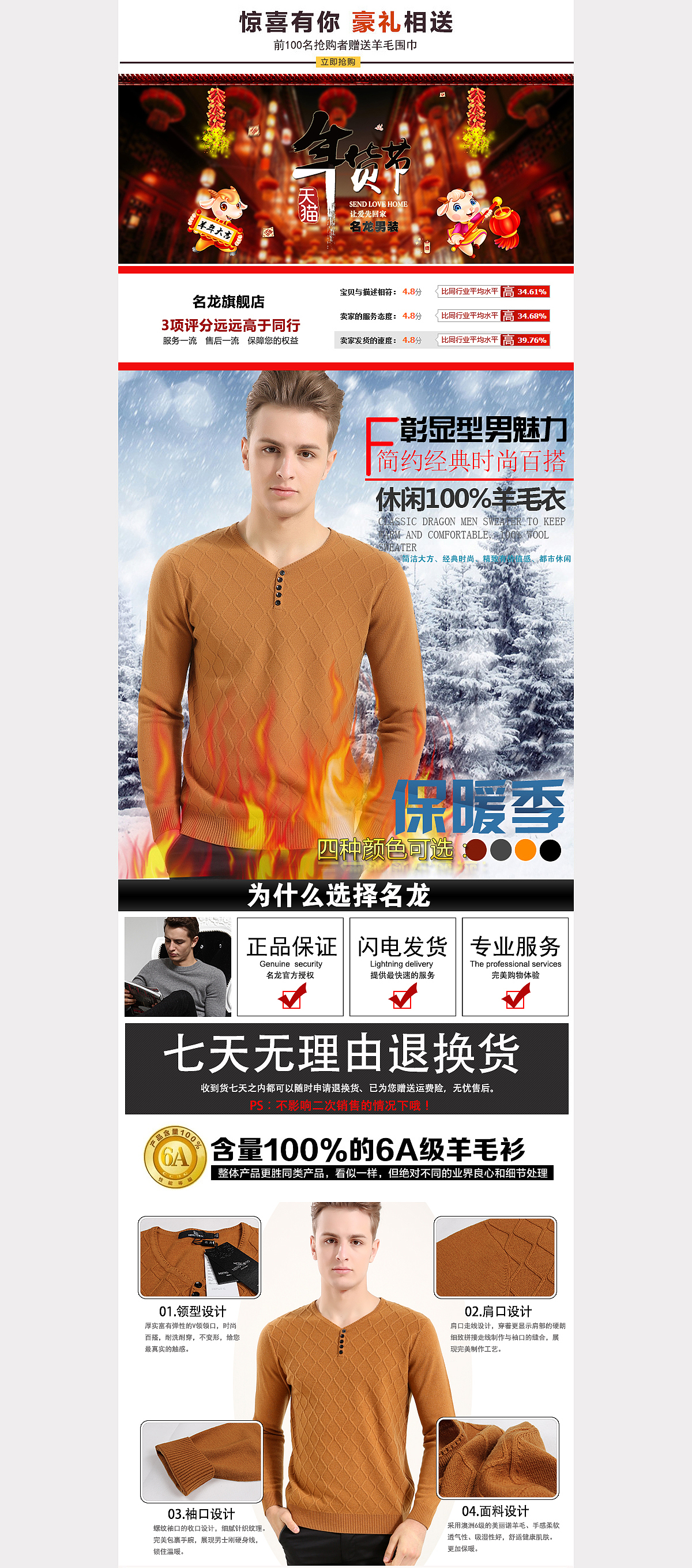 电商男装羊毛衫详情页设计《箫箫作品集》