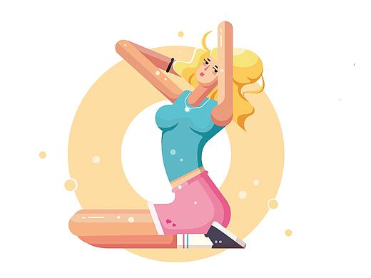 多层次光影扁平风人物画