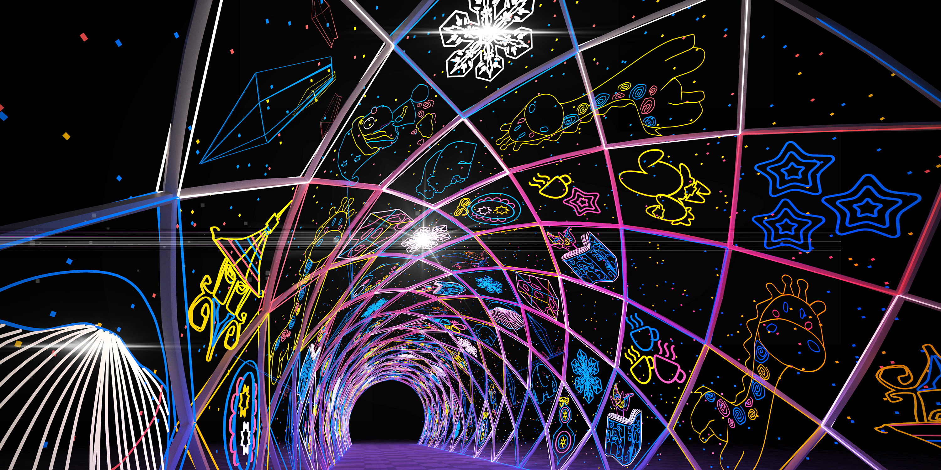 "万花筒"灯光长廊美陈