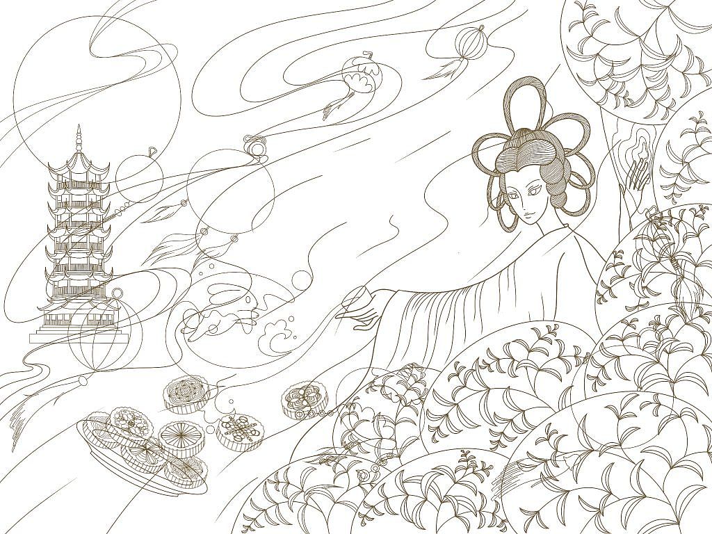 中秋节国潮插画