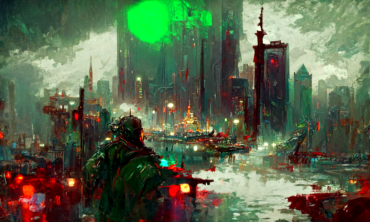 盛唐敦煌赛博朋克城市风格概念场景设计|插画|概念设定|pigtruman