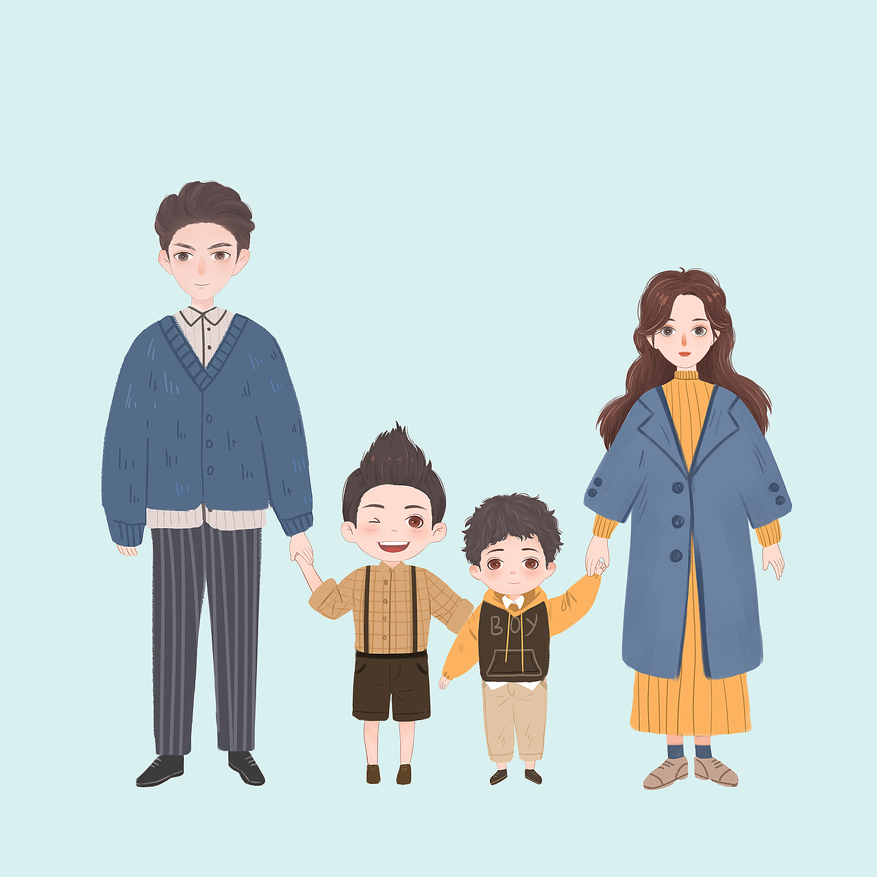 一家人漫画IP形象插画系列（图ZMjIzNTU4MDc2） - 商业插画 - 站酷设计师粉色小麦色原创素材 - 站酷ZCOOL