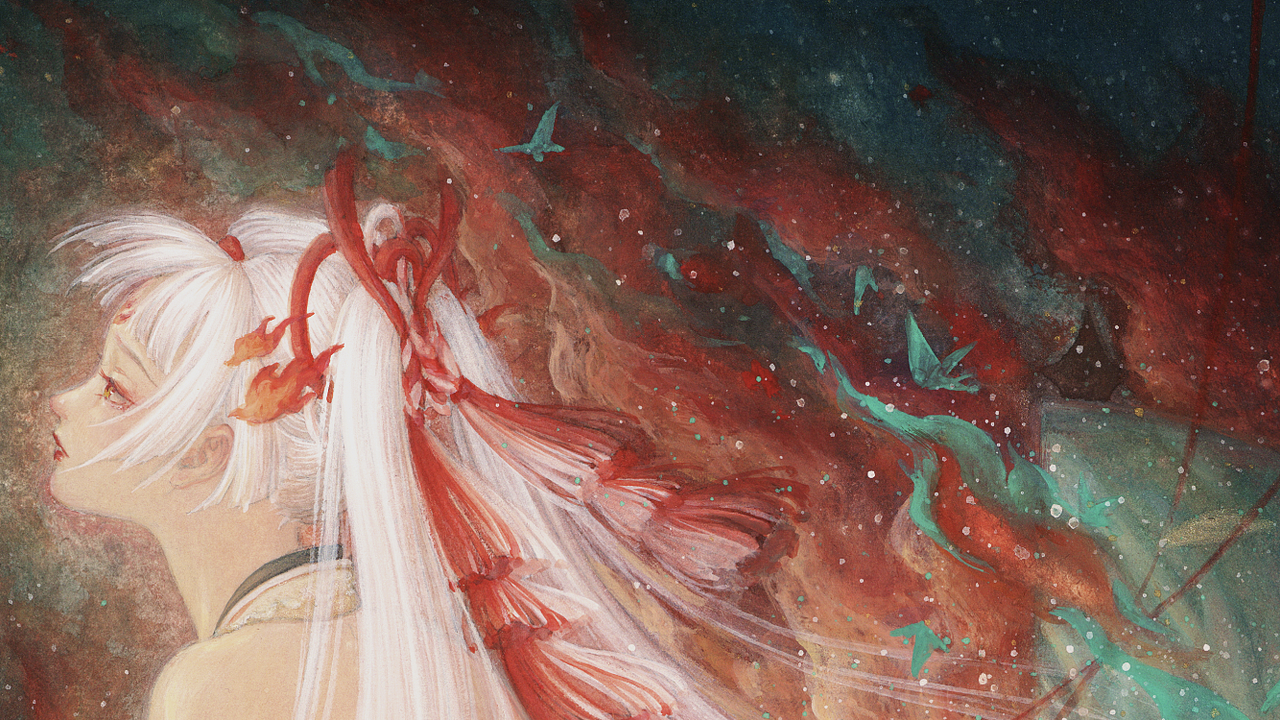 新国画|《阴阳师》和风游戏手绘国风艺术海报—不知火