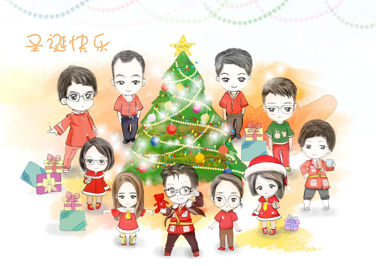 板绘圣诞q版卡通小人