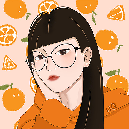 手绘人物微信头像橘子少女