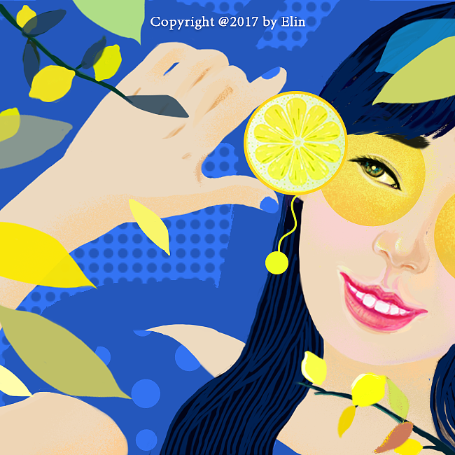 自画像--lemon girl,我真的是一位爱吃柠檬的女孩呢~每次喝柠檬茶喝到