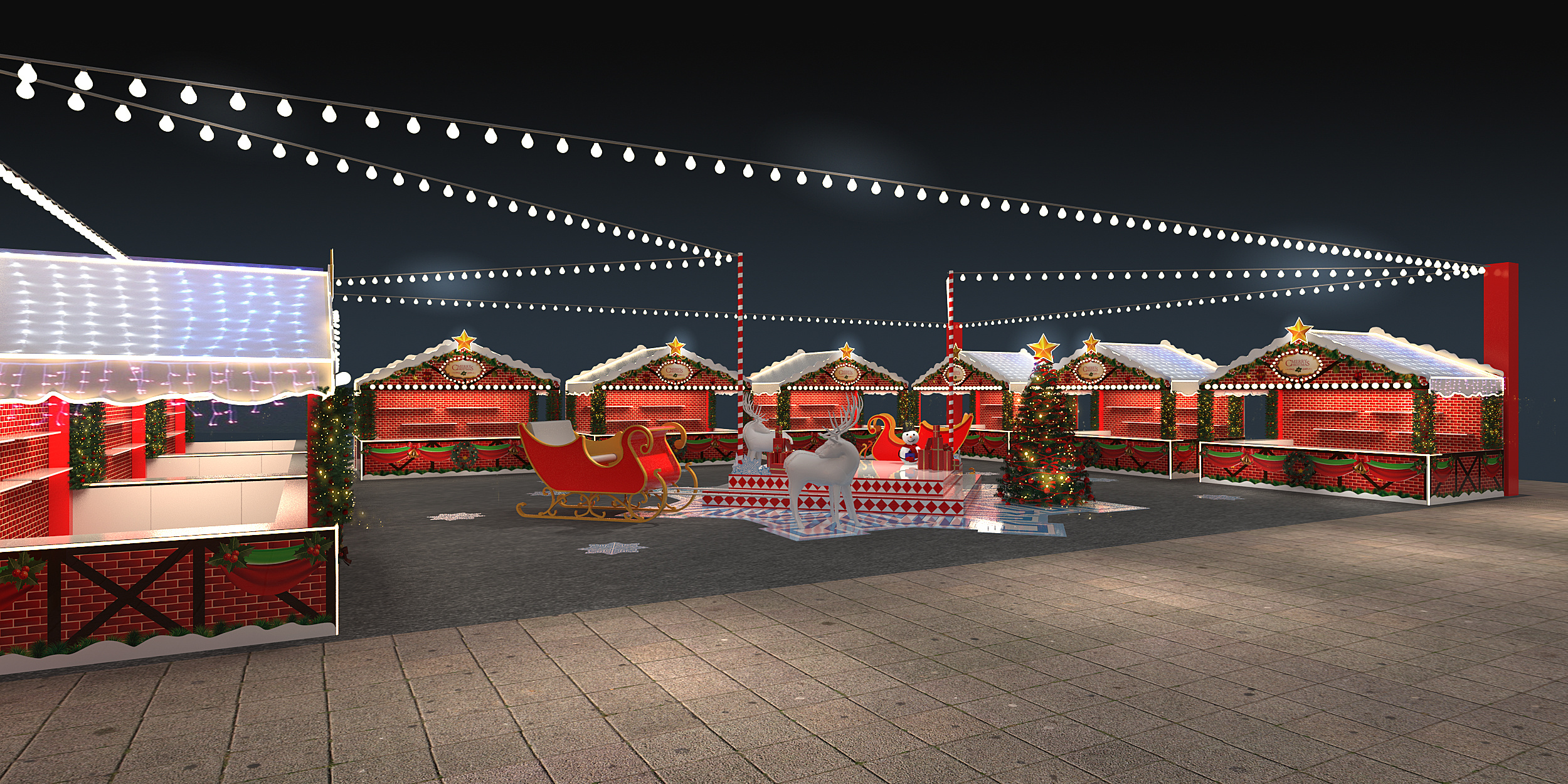3D设计效果图 商场圣诞老人的糖果屋打卡点|设计-元素谷(OSOGOO)