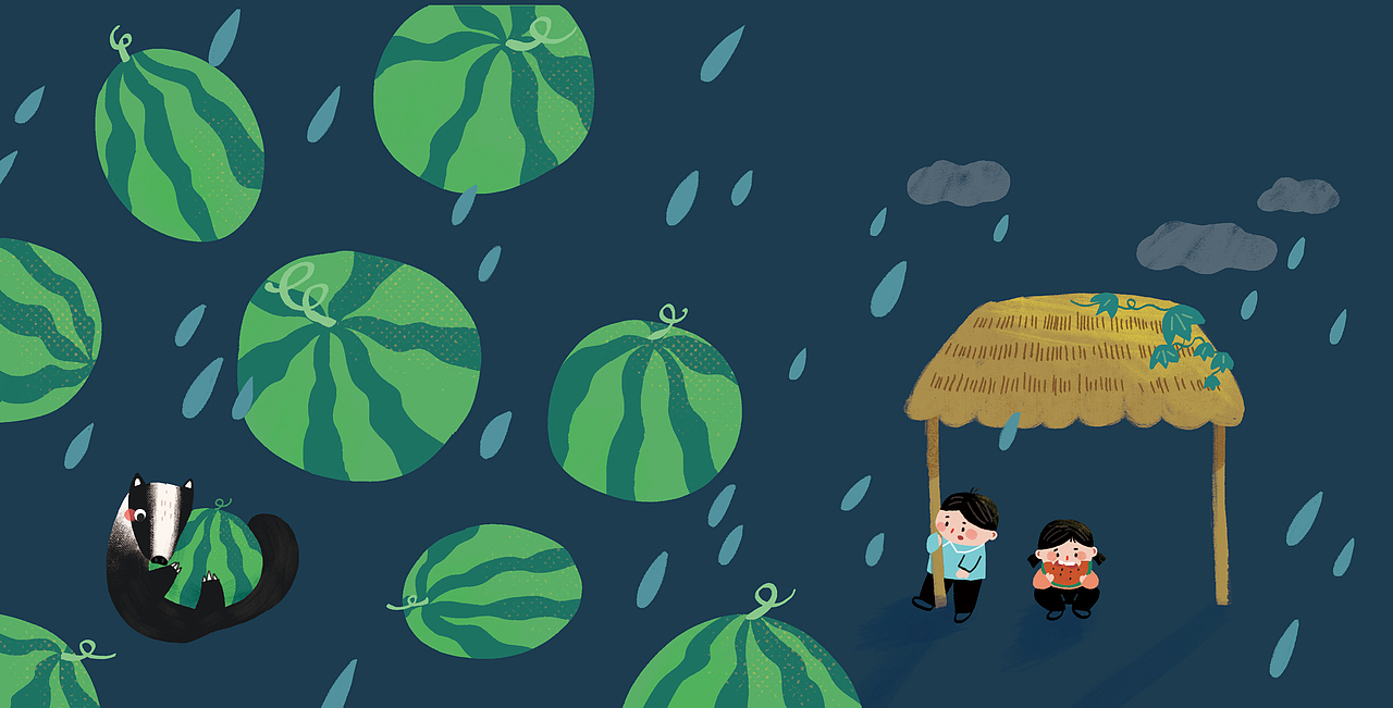 儿插绘本 下雨了（图ZMjMyNzMxODA0） - 儿童插画 - 站酷设计师七个豆只原创素材 - 站酷ZCOOL