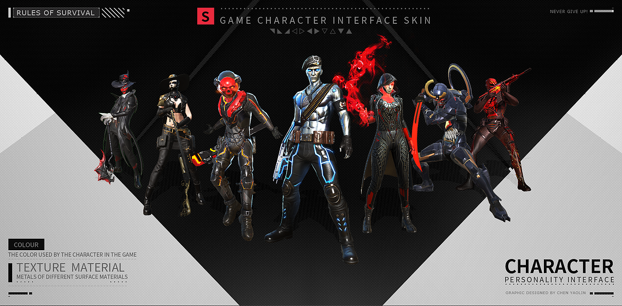 《rules of survival》海外版角色UI界面皮肤设计集