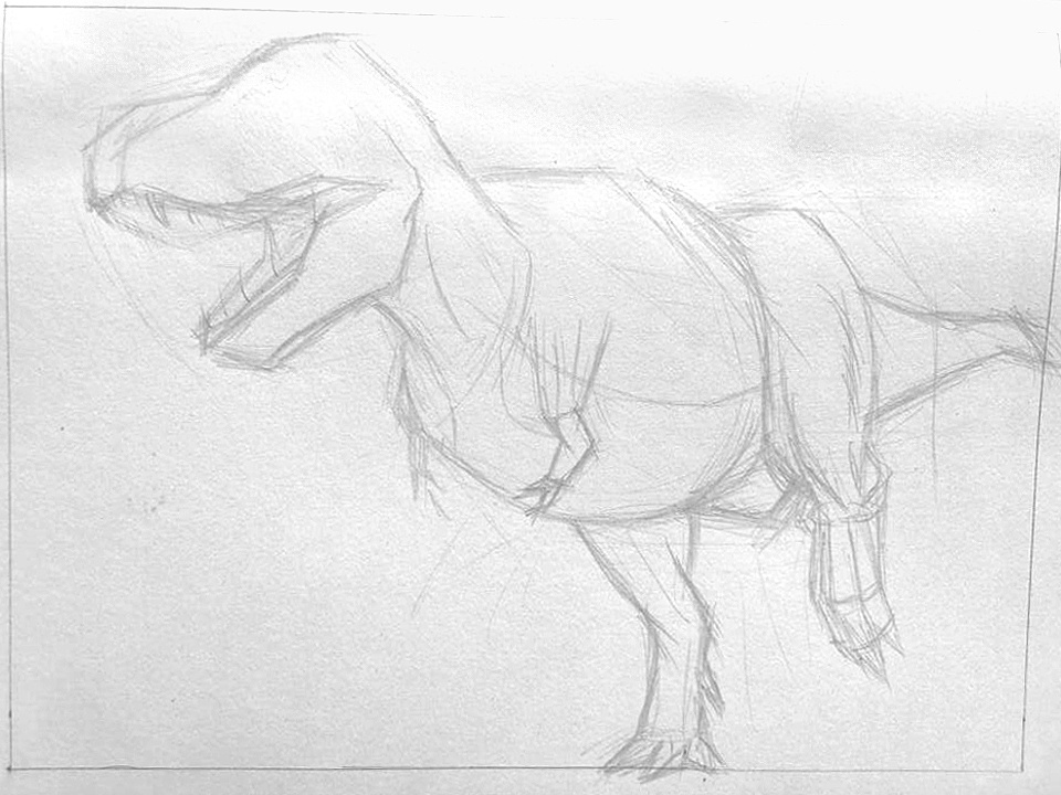 侏罗纪公园霸王龙素描图片