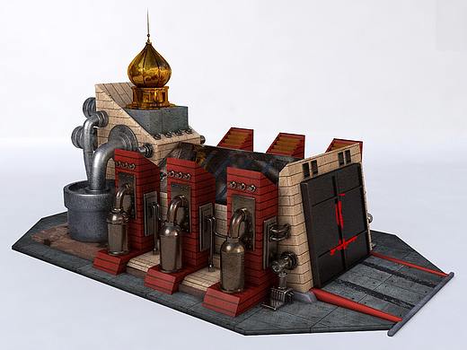 C4D建模练习-红色警戒战车工厂