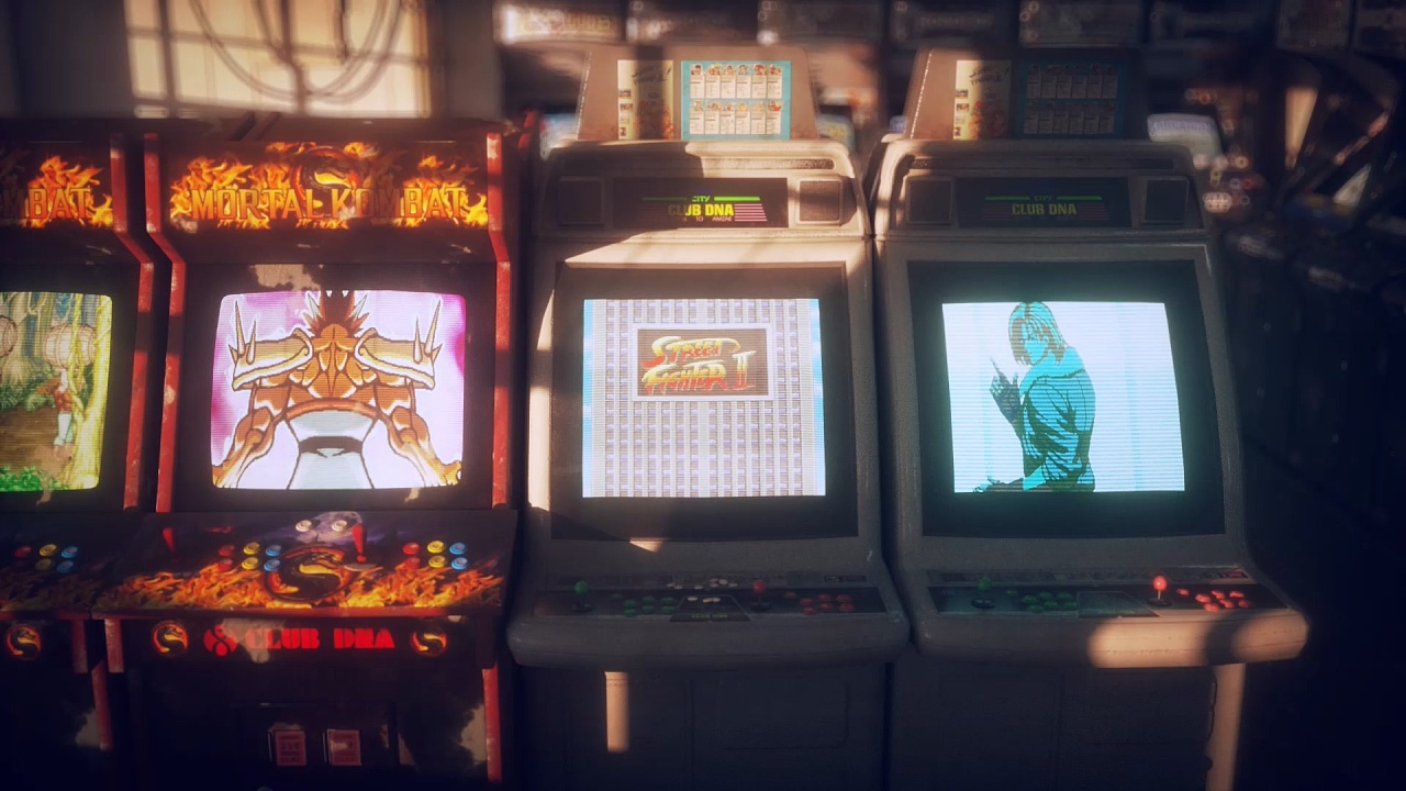 怀旧街机游戏厅场景三维动画