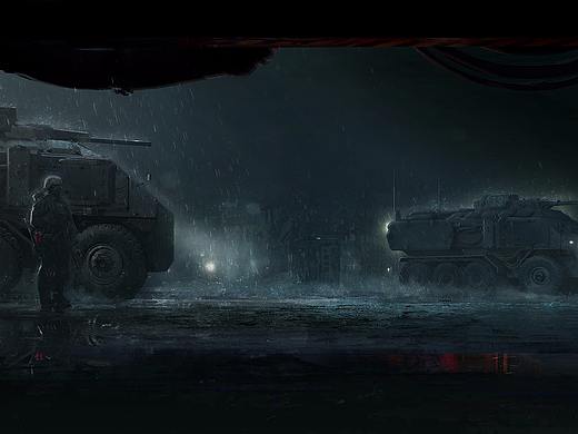 雨夜的装甲车
