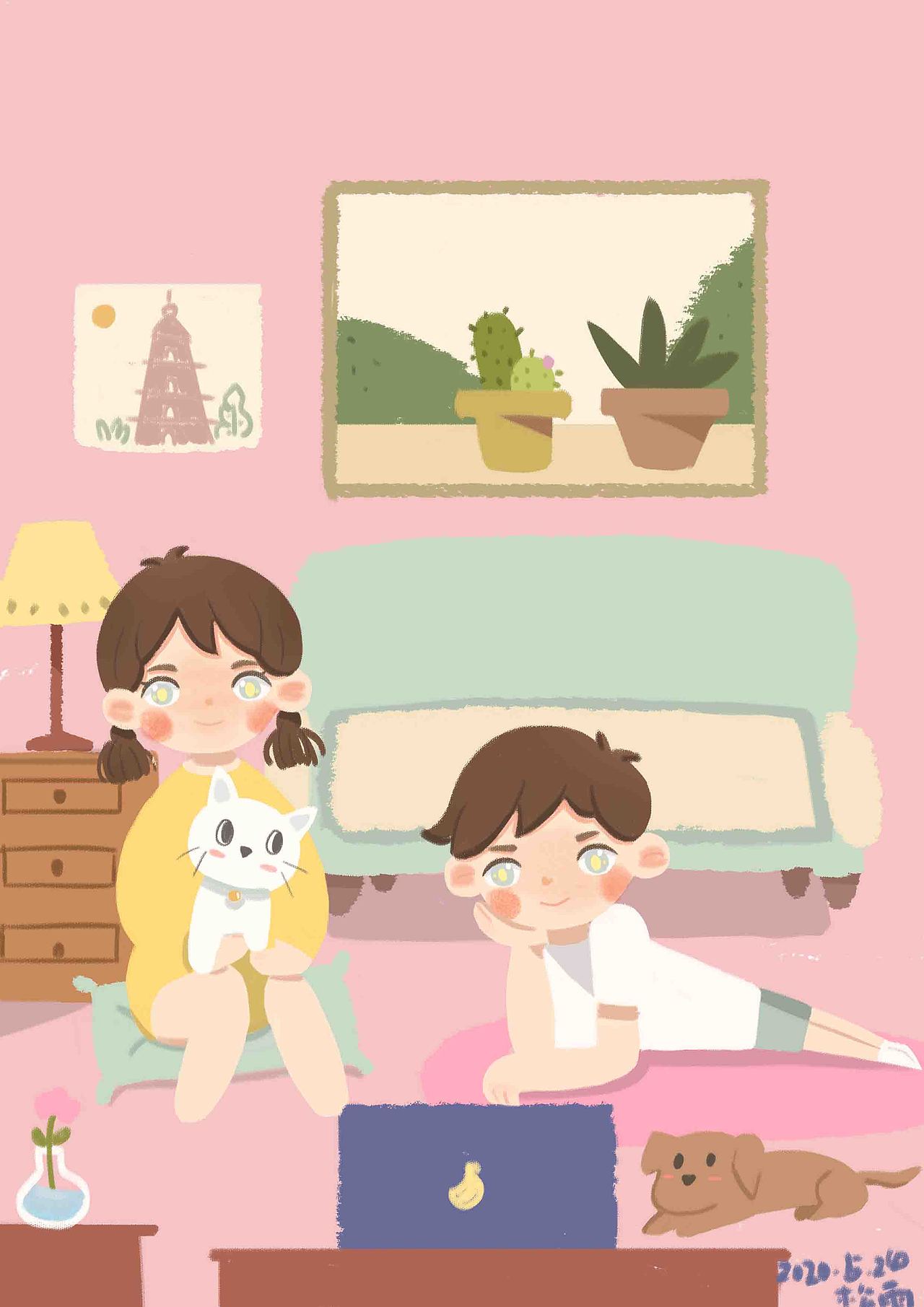 一双人一狗一猫（图ZMjExMjc5MTc2） - 创作习作 - 站酷设计师是松雨呀原创素材 - 站酷ZCOOL