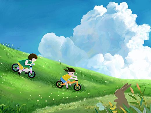 騎平衡車（個(gè)人主頁-ZNTQwOTk0OTY=） - 兒童插畫 - 站酷設(shè)計(jì)師W小粗腿兒原創(chuàng)素材 - 站酷ZCOOL