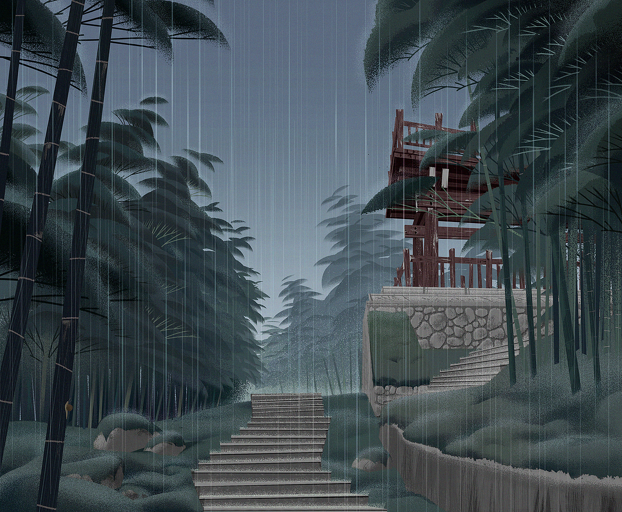 「竹径小亭」风景+光影“渲染”练习。(图ZMjI0MTI1MzYw) - 创作习作 - 站酷设计师范特曦原创素材 - 站酷ZCOOL