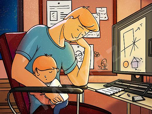 父亲节插画（个人主页-ZNTM0MzY3ODQ=） - 商业插画 - 站酷设计师插画师羊驼原创素材 - 站酷ZCOOL