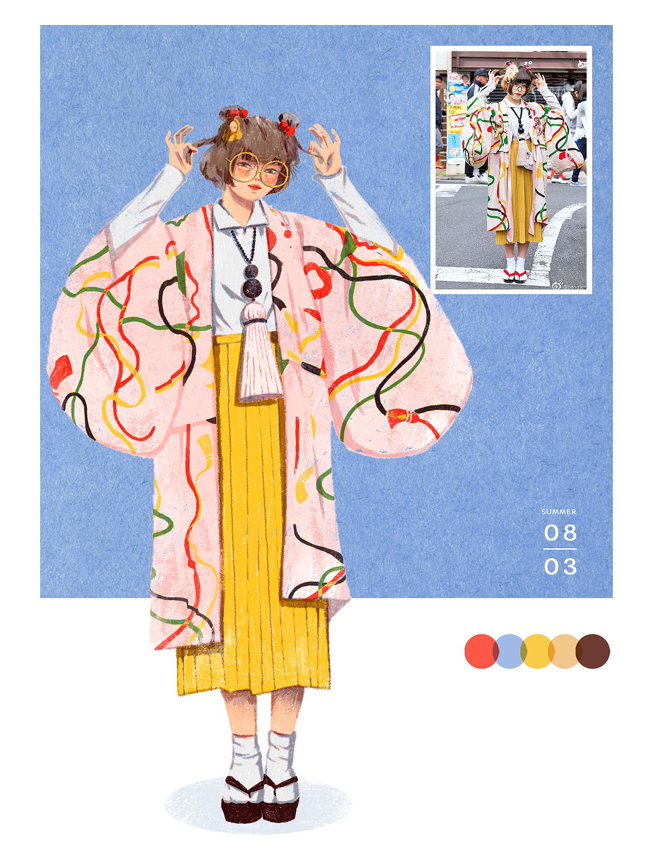 「原宿フりースタイル」穿搭插画×笔刷教程 ☼（图ZMjIwMDM5NTA4） - 创作习作 - 站酷设计师Giggle橙子原创素材 - 站酷ZCOOL