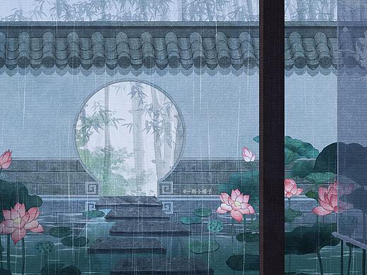 雨中荷塘