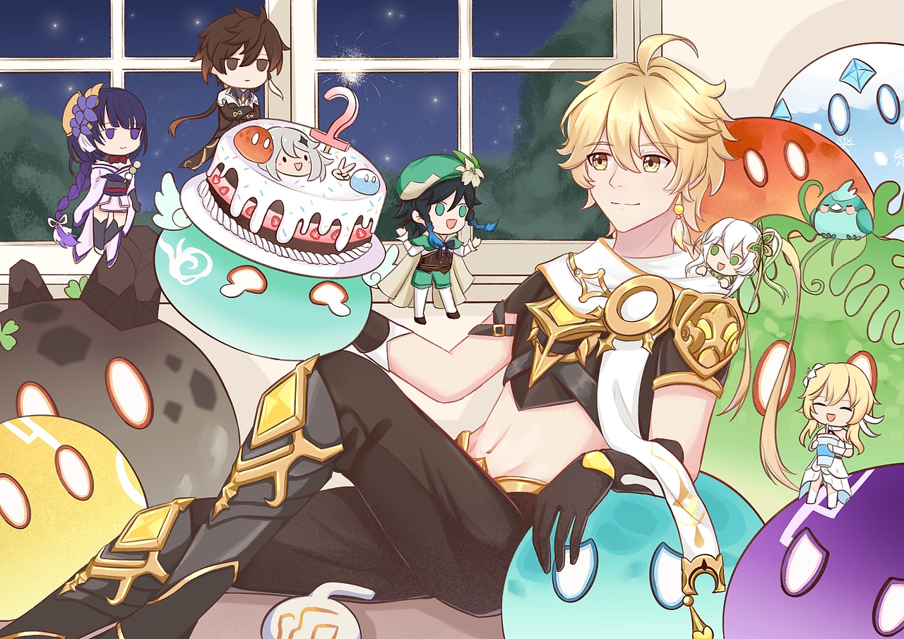 原神两周年（图ZMzIxMzUxODI4） - 游戏原画 - 站酷设计师画画的卷卷子原创素材 - 站酷ZCOOL