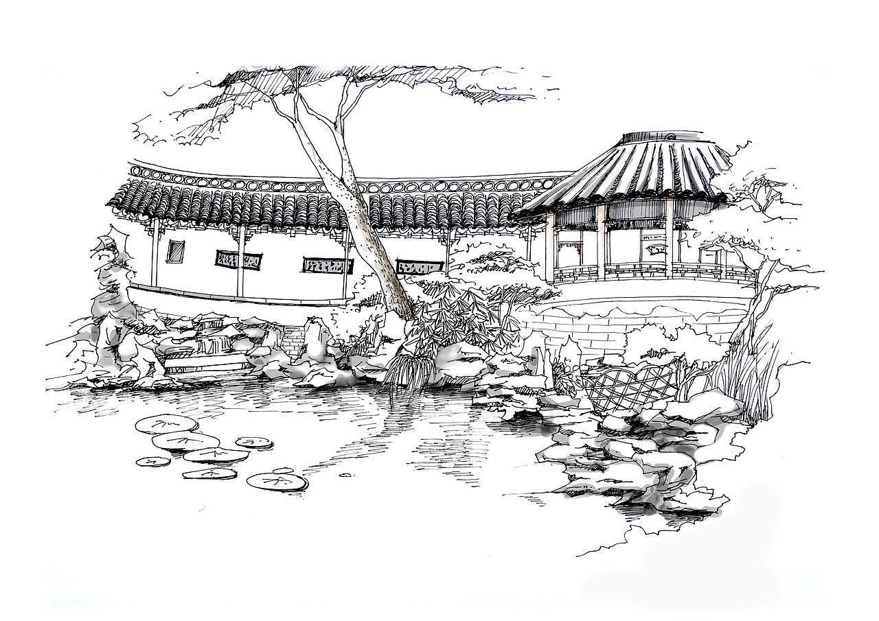 这个是2014年去苏州写生的建筑速写.