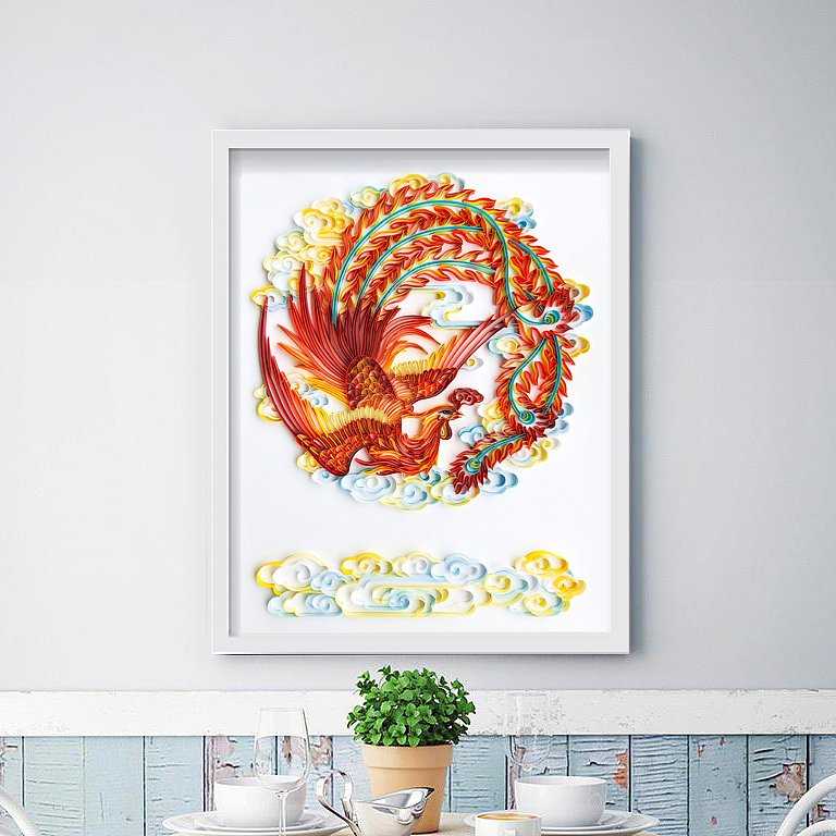 手工衍纸装饰画——凤舞九天（图ZMTYxNjU1Mzg4） - 其他手工艺 - 站酷设计师翡翠梦境艺术工坊原创素材 - 站酷ZCOOL