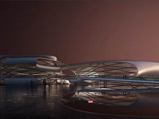 lumion未来科幻感建筑动画 / 西安-临潼三里河文体中心