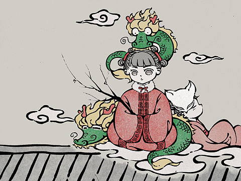 国潮插画-龙年大吉