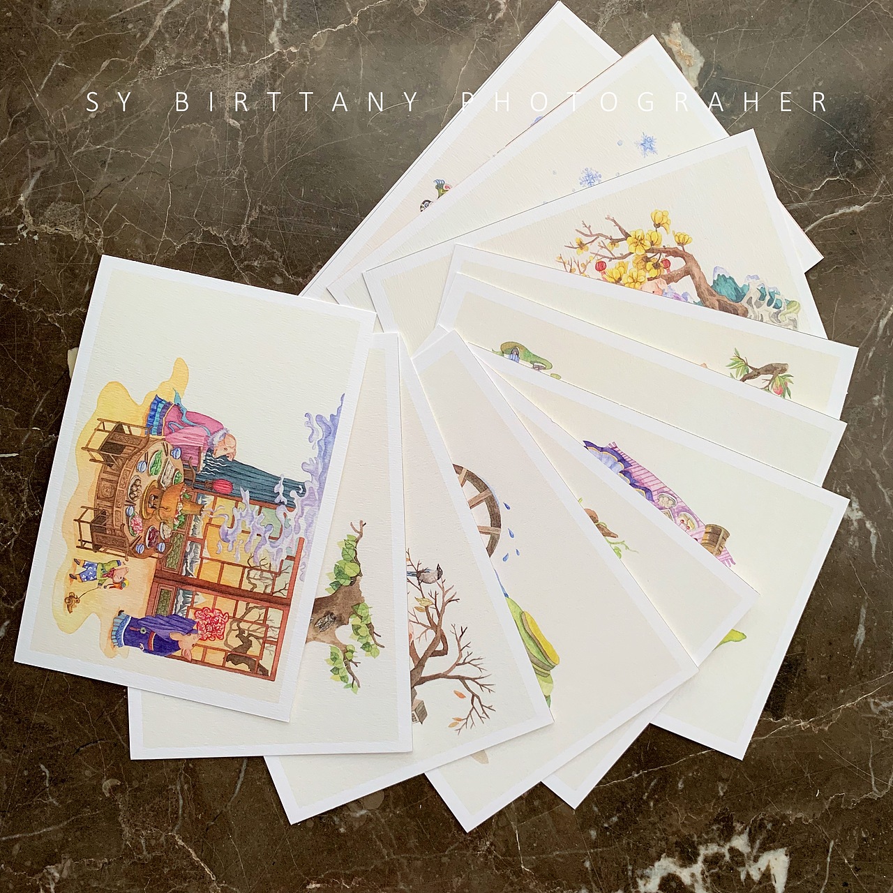 2019猪年12个月份明信片插图