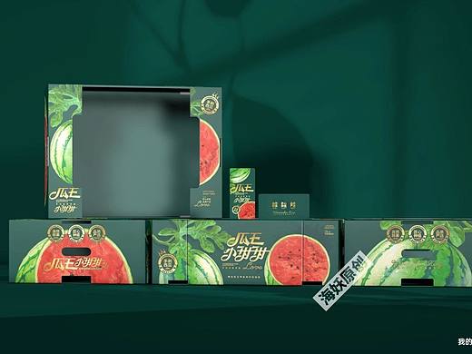 ｛原创｝西瓜🍉水果食品礼盒手绘插画包装设计