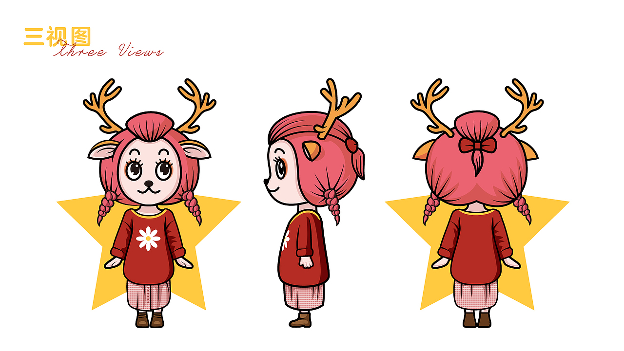 插画练习丨小鹿黛西卡通形象设计
