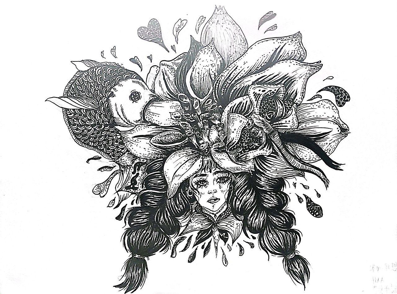 手绘(黑白装饰画,速写)