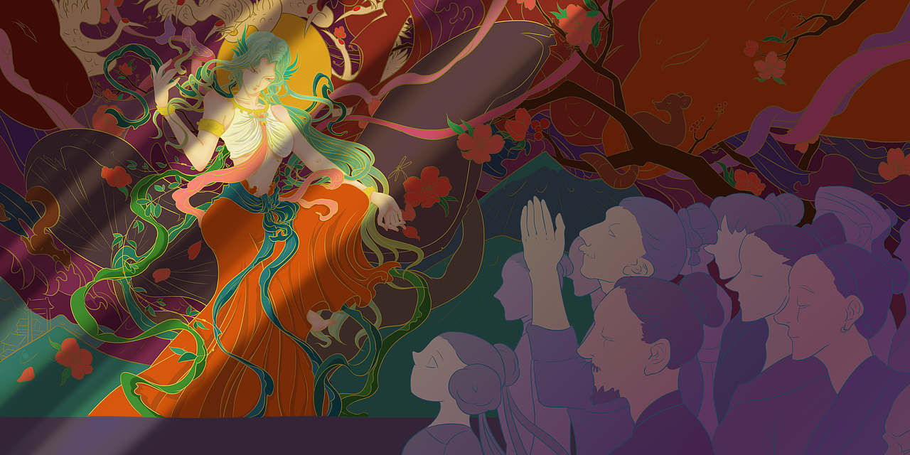 《楚辞 九歌 山鬼》插画过程解析（图ZMjU4NTk4MTIw） - 创作习作 - 站酷设计师图南南的杂货铺原创素材 - 站酷ZCOOL