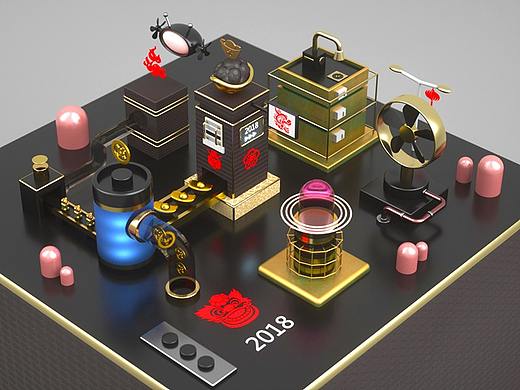 C4D—能量站创意场景建模渲染