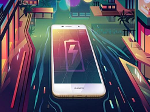 华为畅享6功能卖点插画海报